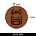 thumbnail image 2 of Kawaii Backpack Teacher School 2.5" Faux Leather Round Engraved Iron-On Patch - Brown, 2 of 6