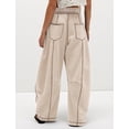 thumbnail image 2 of Pantalones deportivos Athlisan Baggy Barrel para mujer, color caqui, talla M, 2 of 4