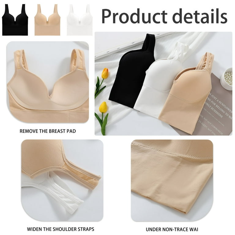 EHQJNJ Push up Bralette for Women Black Sports Bra No Wire Comfort Sleep  Bra Plus Size Workout Activity Bras with Non Removable Pads Shaping Bra