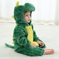 thumbnail image 5 of Zwiiyzr Toddler Infant Long Sleeve Onesie Boy Girl Fluffy Jumpsuit Hooded Fleece Rompers Baby Clothes Soft Warm Pajamas Children's Holiday Birthday Gift Green, 5 of 6