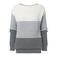 thumbnail image 4 of GDREDA Fall Sweaters Round Neck Striped Cute Winter Pullover Sweaters for Women Trendy 2024 Drawstring Grey,S, 4 of 5