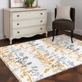 thumbnail image 3 of Area Rugs for Living Room Bedroom, Yellow Grey Botanical 4'x6' Rug Washable Carpet Runner Indoor Outdoor, Spring Floral Summer Farmhouse Non Slip Accent Floor Mats Rug for Kitchen, Office, 3 of 8