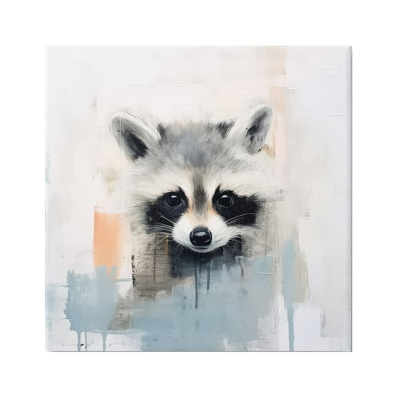 Stupell Industries Modern Raccoon Portrait Animals & Insects Painting Gallery Wrapped Canvas Art Print Wall Art, 17 x 17