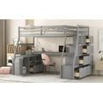thumbnail image 4 of Harper & Bright Designs Twin Size Loft Bed with Desk and Stairs, Gray, 4 of 11