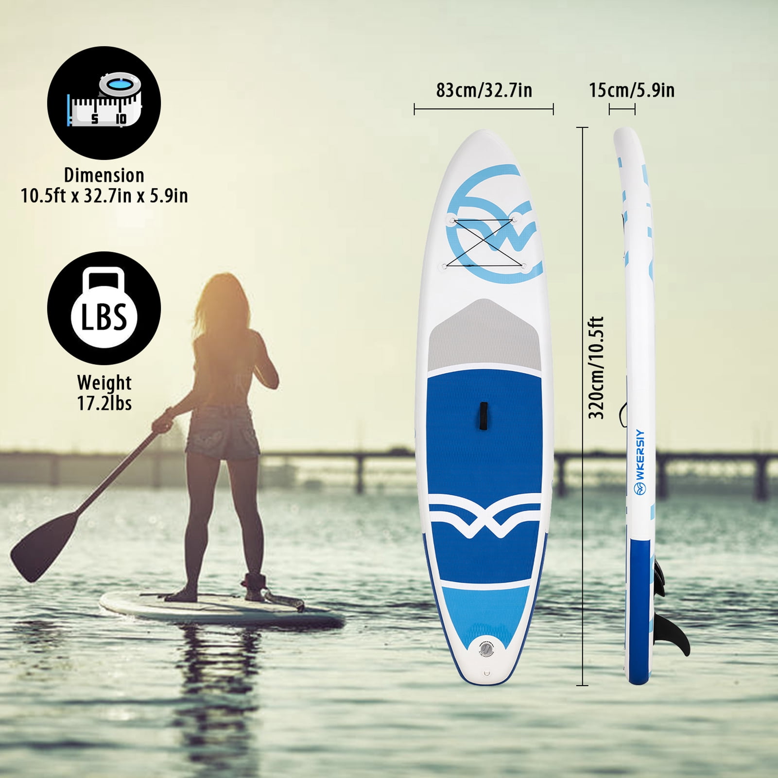 Paddle Gonflable Adulte 330 Cm - Planche à Pagaie Avec Pompe, Pagaie Réglable Et Sac De Transport
