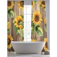 thumbnail image 5 of Sheer Curtains 84 Inches Long 2 Panels, Pastoral Sunflower Green Leavf Watercolor Rod Pocket Curtain Voile Draperies, Farm Vintage Wood Board Light Filtering Window Treatment for Living Room, 5 of 8