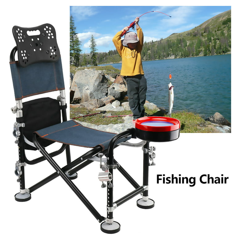 LA TALUS 13 Gear Rise Fall 21cm Adjustment Fishing Chair with Backrest Rod  Holder Folding Fishing Deck Chair Fisherman Gift Black One Size