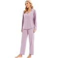 thumbnail image 5 of GEX 100% Cotton Pajamas for Women PJ Set Soft Button-Down 2 Piece Set Knitted Long Sleeve Sleepwear Loungewear Lavender 2XL, 5 of 7