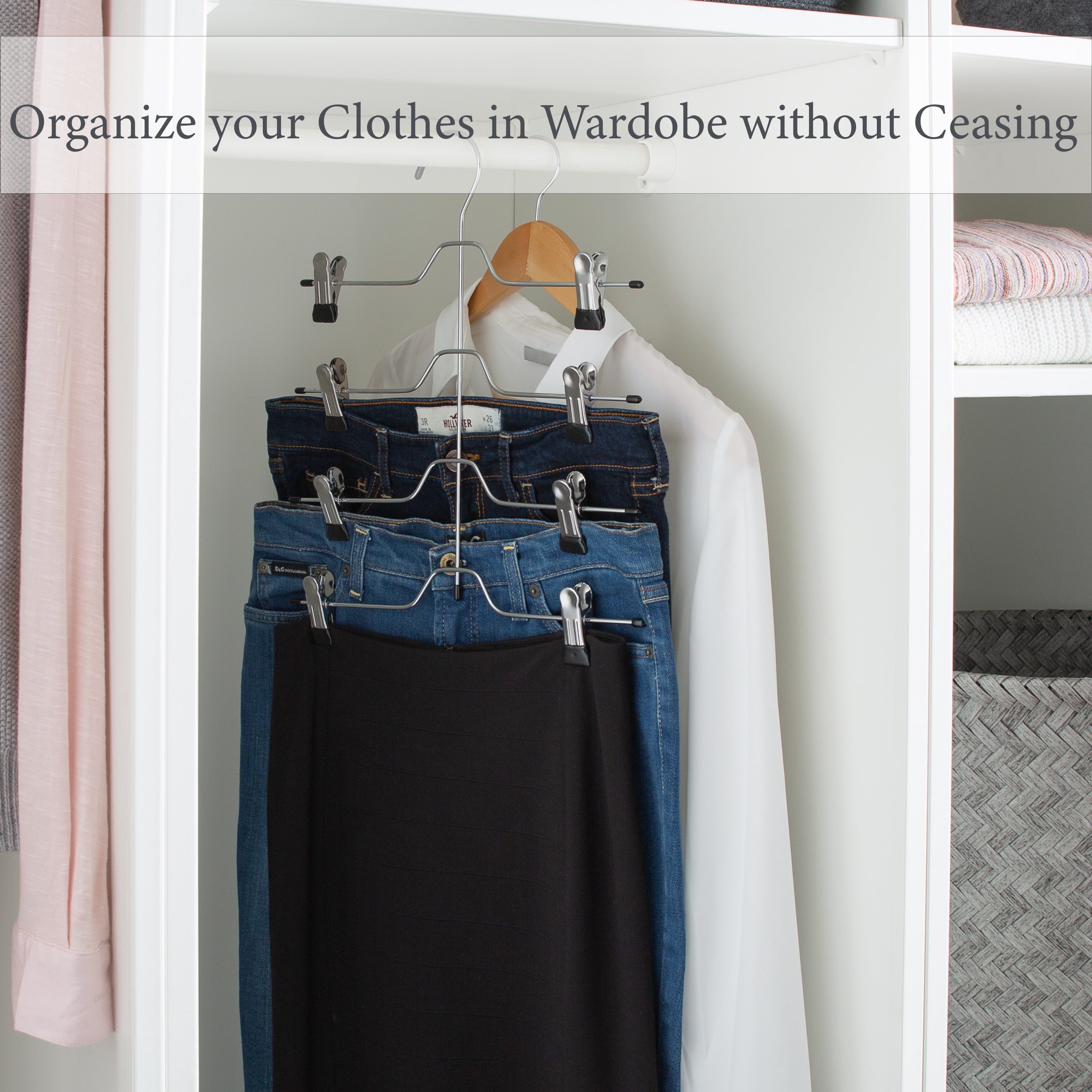 Organize It All Chrome Metal 4 Tier Skirt and Slack Hanger