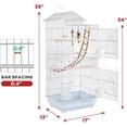 thumbnail image 7 of YRLLENSDAN 39 inch Roof Top Bird Cages, Parakeet Cages Medium Bird Cage Lovebird Cage for Small Cockatiel Canary Parakeet Sun Parakeet Pet Toy, White, 7 of 7