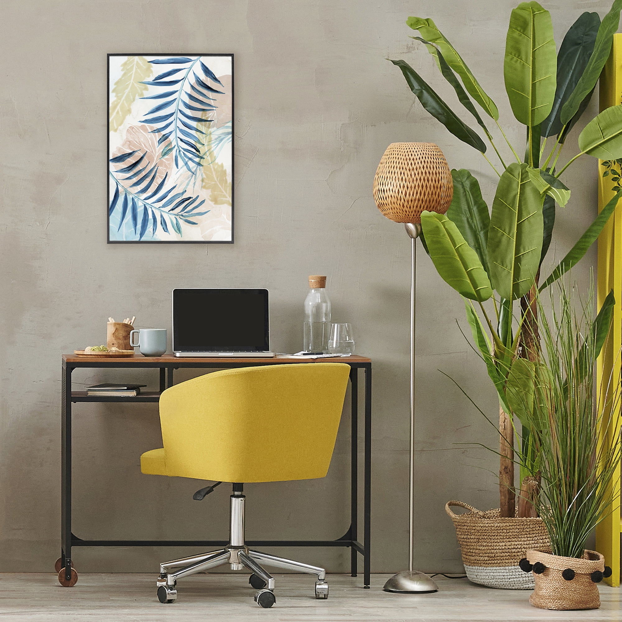 Stupell Industries Palm Fronds in Pastel Haze Black Framed Giclee Art, design by Nan