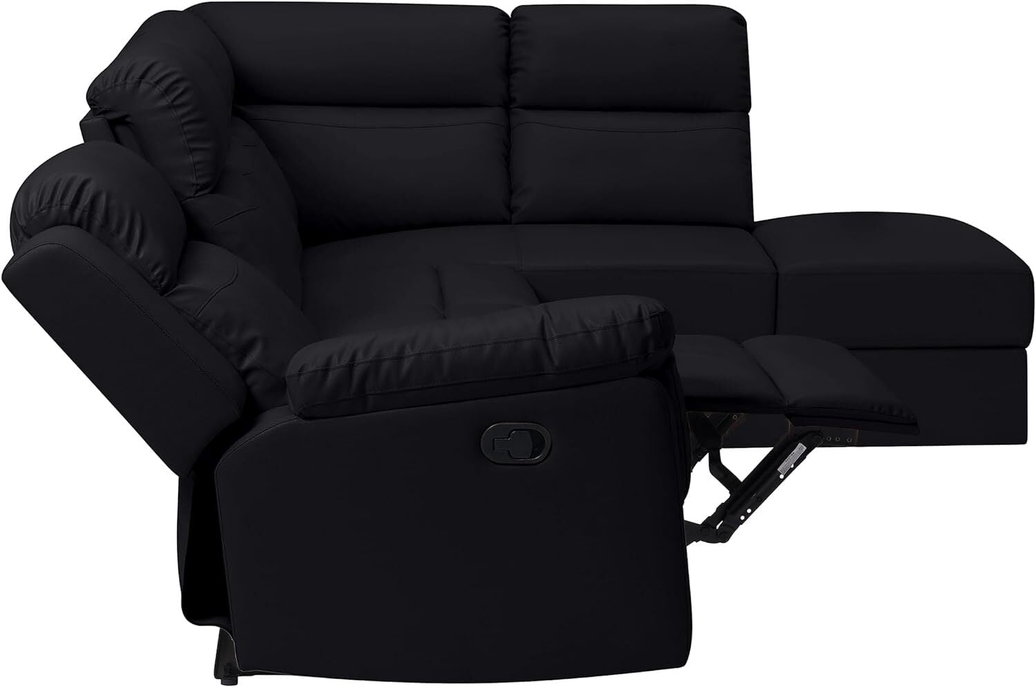 Aukfa Leather Sectional Sofa Couch, 110" Recliner Sofa Chair with Storage Chaise for Living Room, 5 Seater, Black
