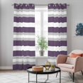 thumbnail image 5 of Purple Grey Stripe Kitchen Curtains 96 Inch Length, Minimalist Farmhouse Striped Grommet Top Bedroom Living Room Curtains, Light Filtering Cafe Curtain Drapes 2 Panels Set 104''x96'', 5 of 9