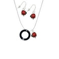thumbnail image 2 of Delight Jewelry Acrylic 7/8" Ring with 4mm Crystal Black Red Lucky Ladybug Necklace and Dangle Earrings Set, 2 of 6
