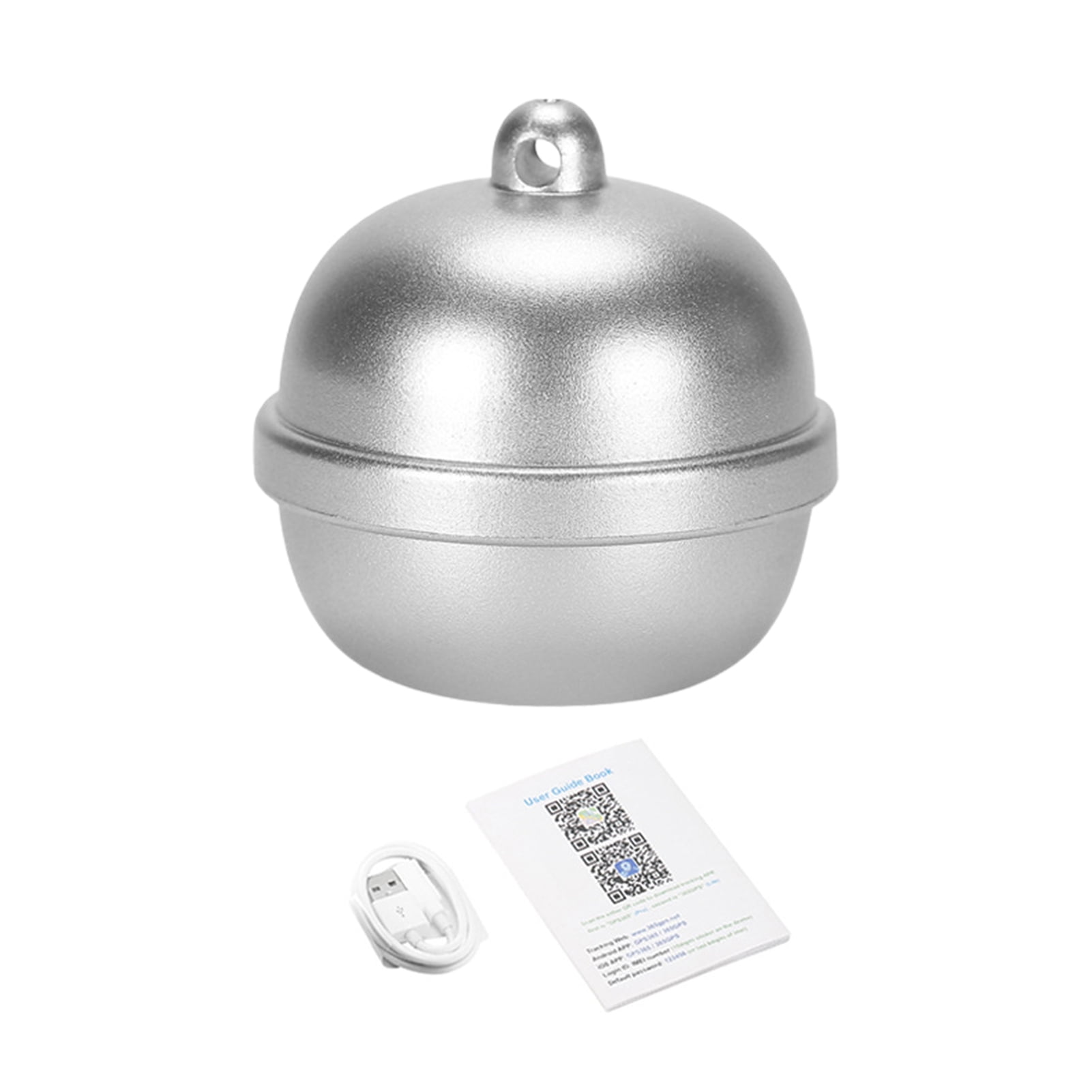 opvise Pet GPS Locator Phone Remote Control IP67 Waterproof Lovely Bell Charm Tracking Device Anti-loss Portable GPS Tracker Pet Collar Silver