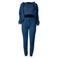 thumbnail image 5 of BLOCLOALO 3 Piece Lounge Set Long Sleeve Pullover Hoodie Sweatshirts Casual Autumn Winter Top Set Fashion Solid Color Zipper Hooded Pants Zip Up Hoodie Plus Size Workout Sets Fall Lounge Sets Navy S, 5 of 9
