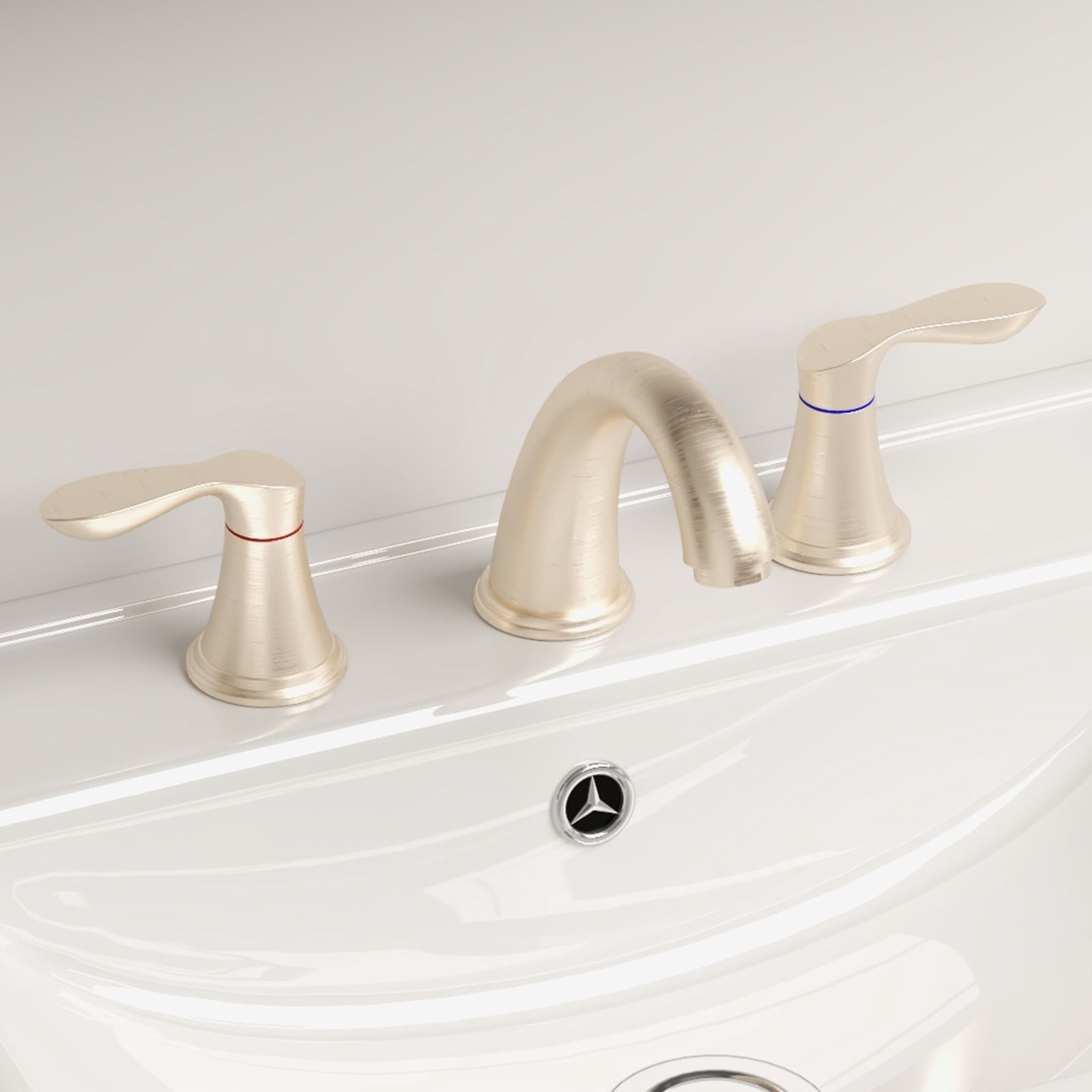 Bathroom Faucet 3 Hole, 8" Widespread Bathroom Faucets for Sink 3 Hole Brushed Nickel with Pop-Up Drain, CUPC Hose Water Supply Lines-Brushed Nickel (2pcs)