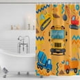 thumbnail image 6 of Small Stall Shower Curtain 36x72 Inch Narrow Half Size Orange Cartoon Truck Bath Curtains Bathroom Decor, Cute Engineering Vehicle Waterproof Fabric Shower Curtain Set with Hooks 36 Inch, 6 of 7