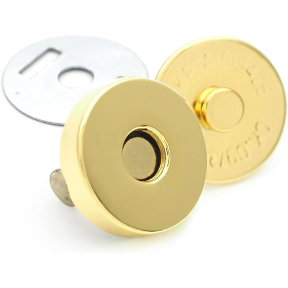 Magnetic Snap Buttons Quality Strong Clasp for Purse Sewing Handbags Closures 6 Pack MNL (14mm, Gold)