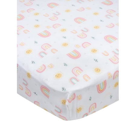 UPC: 0013618220722 | Gerber Baby Girl 100% Cotton Fitted Crib Sheet for Standard Crib and Toddler Mattresses