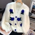thumbnail image 5 of Cárdigan de piel sintética de visón para mujer, chaqueta de suéter, flor tridimensional, estilo suave, Top suelto, nueva moda, 5 of 5