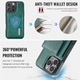 thumbnail image 3 of Decase 2 in 1 Magnetic Detachable Wallet Case Compatible with iPhone 16 Pro Max, Premium Leather RFID Blocking Flip Wallet Card Holder Shockproof Phone Case Supporting Wireless Charging,Green, 3 of 11