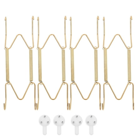 TINKSKY Decorative Dish Holder Spring Wall Plate Hangers Golden Coating 4Pcs 6In