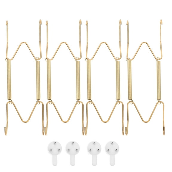 TINKSKY Decorative Dish Holder Spring Wall Plate Hangers Golden Coating 4Pcs 6In
