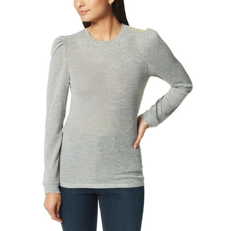 Anne Klein HEATHER GREY Women's Jax Puff Sleeve Pullover Top, US X-Large