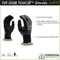 thumbnail image 2 of 12-Pack of Cordova 6992M Tuf-Cor Touch Work Gloves, 13-Gauge Black Polyester Shell, Blue Nitrile Full Coating, Black Sandy Nitrile Palm Coating, ANSI Cut Level A1, Medium, 2 of 2