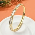 thumbnail image 2 of Brass Micro Pave Clear Cubic Zirconia Hinged Bangles for Women Oval Cadmium Free & Lead Free Rack Plating Long-Lasting Plated Real 18K golden Plated, 2 of 5