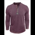 thumbnail image 2 of Camisetas Henley para Hombre, Larga Raglán, Informales, Ajustadas, Ligeras, de Moda. Vino Tinto XL, 2 of 7