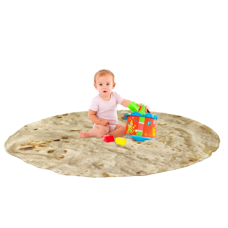 Bakery Round Blanket, Mexican Lunch Tortilla Lahvash Lavash Thin Bread with  Flour Crispy Pita Funny Art, Cozy Plush for Indoor & Outdoor Use Novelty