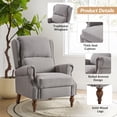thumbnail image 5 of Manual Recliner Wingback Roll Armrest Nailhead Wood Leg Home Living Room Bedroom Grey, 5 of 7