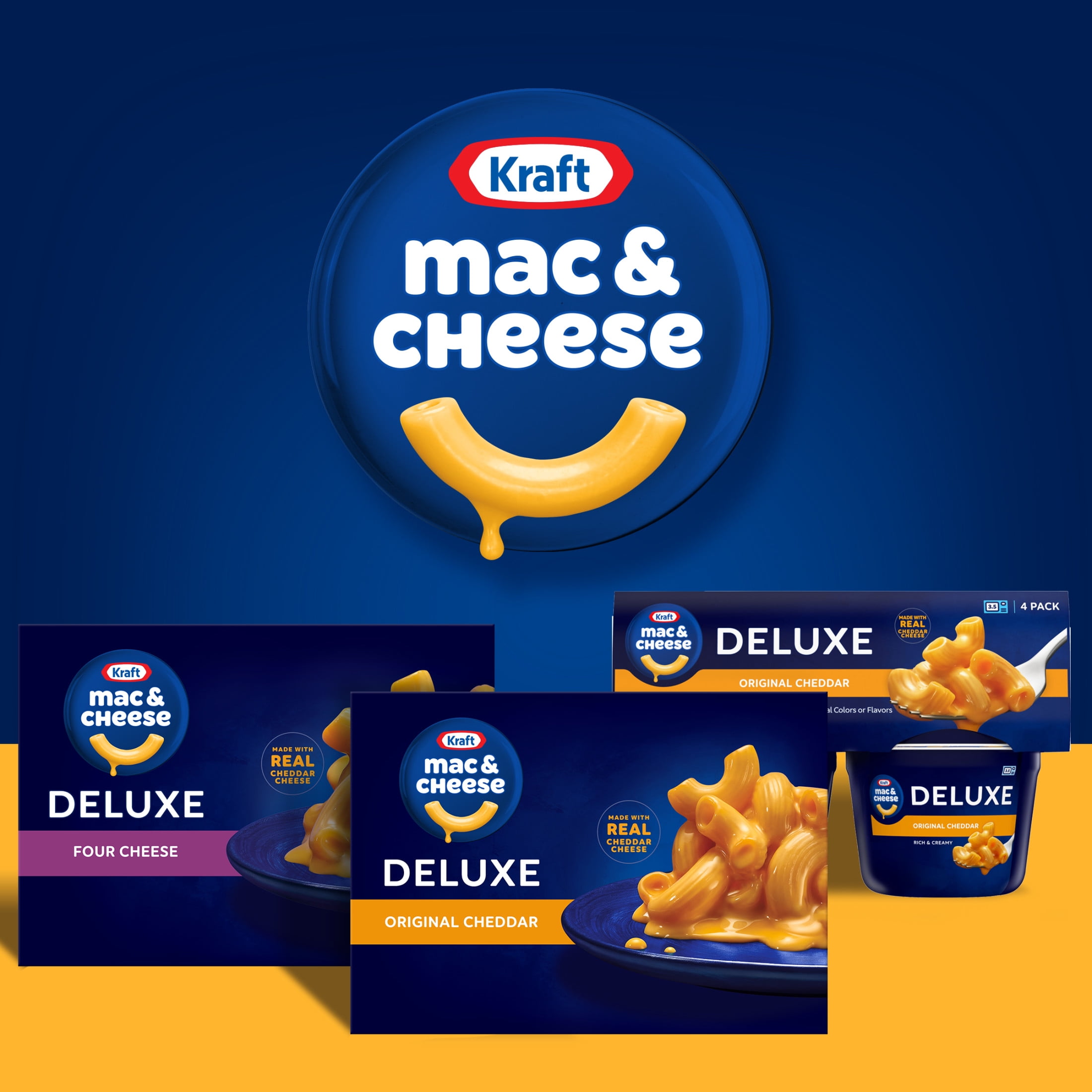 Kraft Deluxe Mac and Cheese, 1 Box, for Easy Dinner or Dinner Sides, Original Cheddar Cheese Flavor, No Artificial Dyes or Flavors, 14 oz