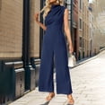thumbnail image 5 of Women's Wide Leg Jumpsuit Mock Neck Cap Sleeve Elegant Dressy Casual Outfit, 5 of 6