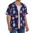 thumbnail image 2 of Balery pirate owls and boats Pattern Men's Casual Button Down Shirt Short Sleeve Textured Summer Cuban Beach Shirts-3X-Large, 2 of 5