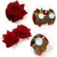 thumbnail image 5 of 2 Pack Women Rose Flower Hair Clip Rose Side Combs Flamenco Flowers Day of The Dead Costumes Mexican Hair Accessories for Wedding Party Mother's Day(Red), 5 of 5