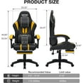 thumbnail image 3 of HOFFREE Led Gaming Chair Massage with Speakers Big and Tall Video Game Chair with Footrest for 400lbs Reclining High Back Computer Desk Chair Yellow and Black, 3 of 7