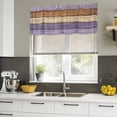 thumbnail image 4 of 2 Pack Farmhouse Purple Brown Valances for Windows Bedroom Living Room Window Treatments, Vintage Wooden Striped Rod Pocket Valance Drapes Short Kitchen Curtains Over Sink 42"x12", 4 of 8