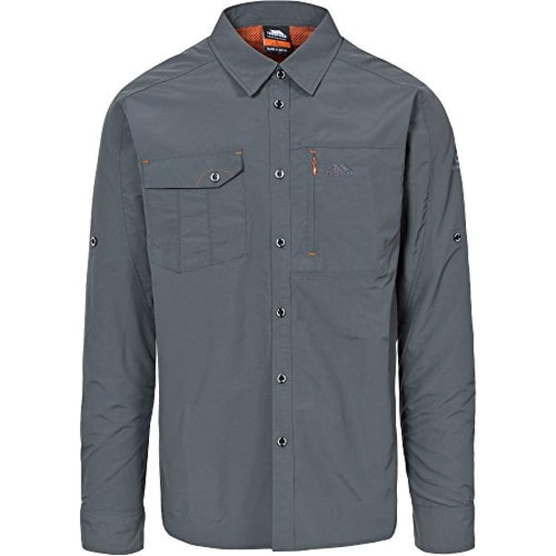 Trespass - Camisa Darnet de Manga Larga de Viaje para Hombre (Color Carbón)