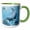 Green/White, variant on 3drose, a Dolphin Swims in a Dreamy Seascape. Fishes Swarm Around the Dolphin, 15oz Mug