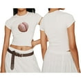 thumbnail image 2 of Gupgi Crop Tops pour Femmes Manches Courtes Col Rond Imprimé Fruits T-Shirts Bébé Fille Ado Été Tendance Ajusté, 2 of 6