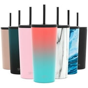 Simple Modern 20oz. Classic Tumbler with Straw Lid & Flip Lid - Travel Mug Gift Vacuum Insulated Coffee Beer Pint Cup - 18/8 Stainless Steel Water Bottle Ombre: Havana