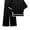Black, variant on MINTREUS Women's Cotton 2-Piece Loungewear Short-Sleeve Round-Neck Pullover Top Wide-Leg Pants Women's PJ Casual Set