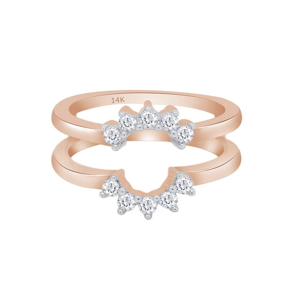 Round Cut White Cubic Zirconia Solitaire Enhancer Guard Ring 14K Rose Gold Ring Size - 4