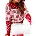 thumbnail image 3 of Women Christmas Sweaters Long Sleeve Elk Snowflake Print Knit Tops, 3 of 6