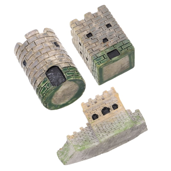 Soimiss 3Pcs Resin European Castle Figurines for Sand Table Decoration Assorted Color Miniatures