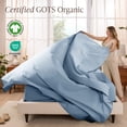 thumbnail image 3 of Bare Home Organic Percale Sheet Set - 100% Organic Cotton - Queen, Dusty Blue, 3 of 10
