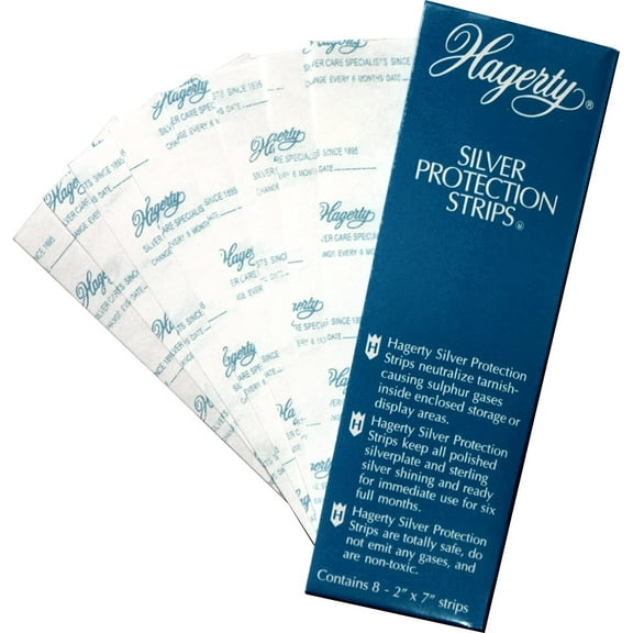 Hagerty Silver Protection Strips Unscented - Tarnish Prevention - 8 pk Cloth